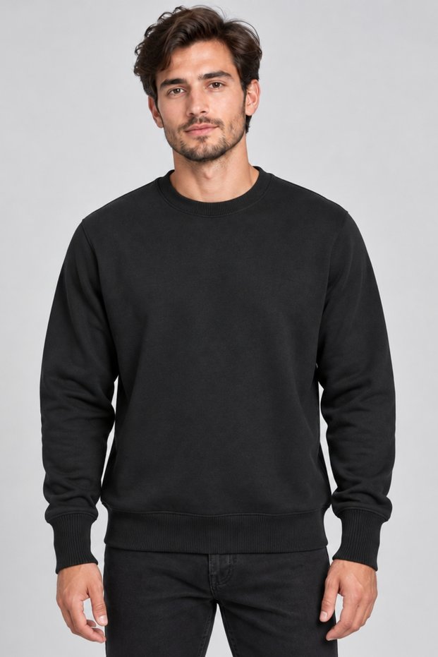 Men's Black Basic Slim Fit Sweatshirt