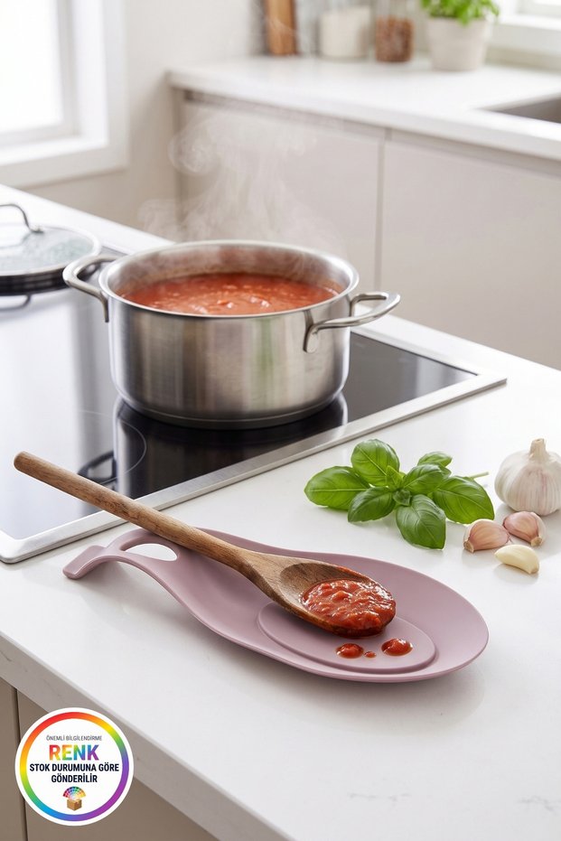 Countertop Pollution-Free Silicone Spoon Holder with Holes, Practical Ladle and Spatula Holder 25 cm Standard