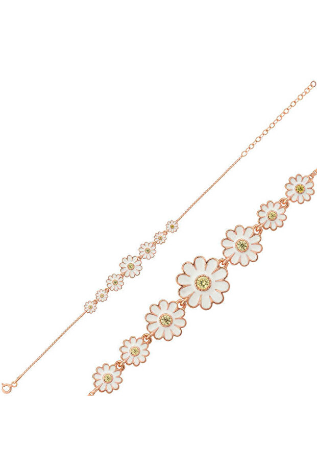Silver Rose Row Daisy Bracelet