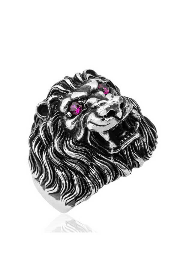 Silver Lion Head Men's Ring