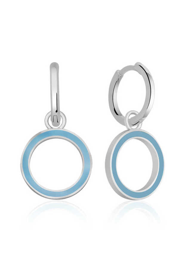 Silver Phosphorescent Blue Oval Earrings