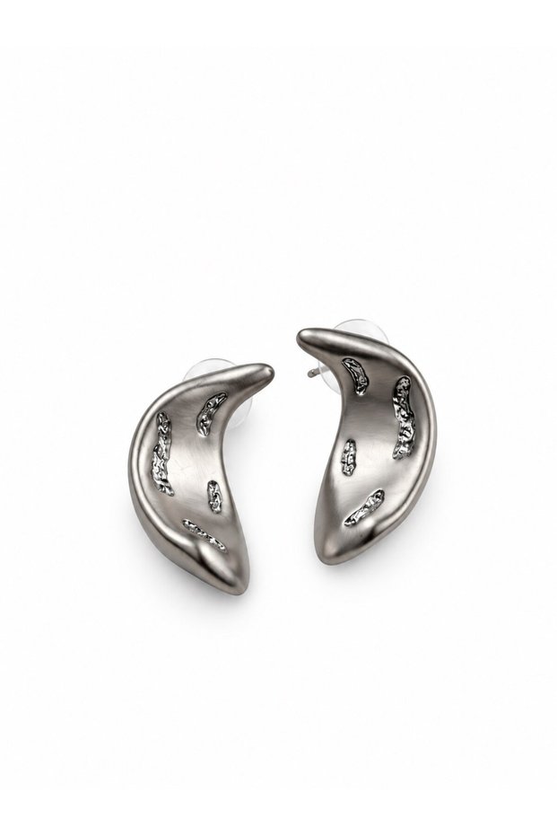 Textured Drop Shape Silver Earrings