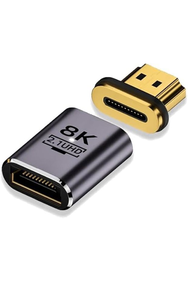 محول HDMI 2.1 مغناطيسي، 8K@60Hz، UHD 2.1، مؤشر LED، غلاف PVC، مطلي بالذهب، متعدد الوظائف