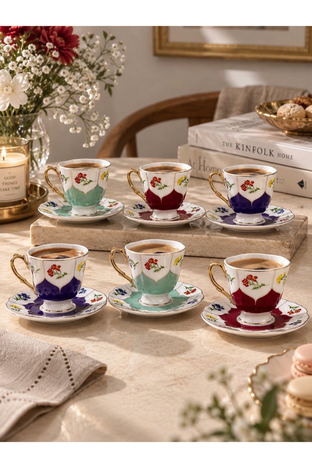 6-Person Porcelain Florence Coffee Cup
