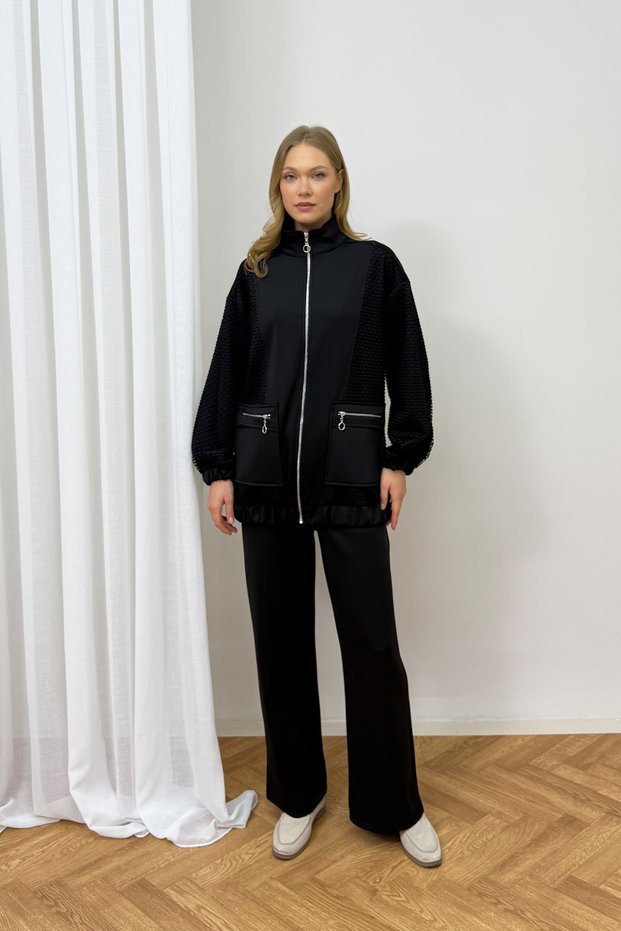 Mesh Detailed Scuba Suit 22-75011