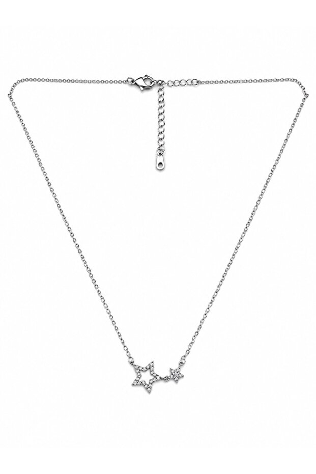 Silver Necklace with Star Figure and Zircon Stone