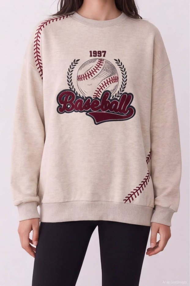 Baskı Nakış Detaylı Sweatshirt
