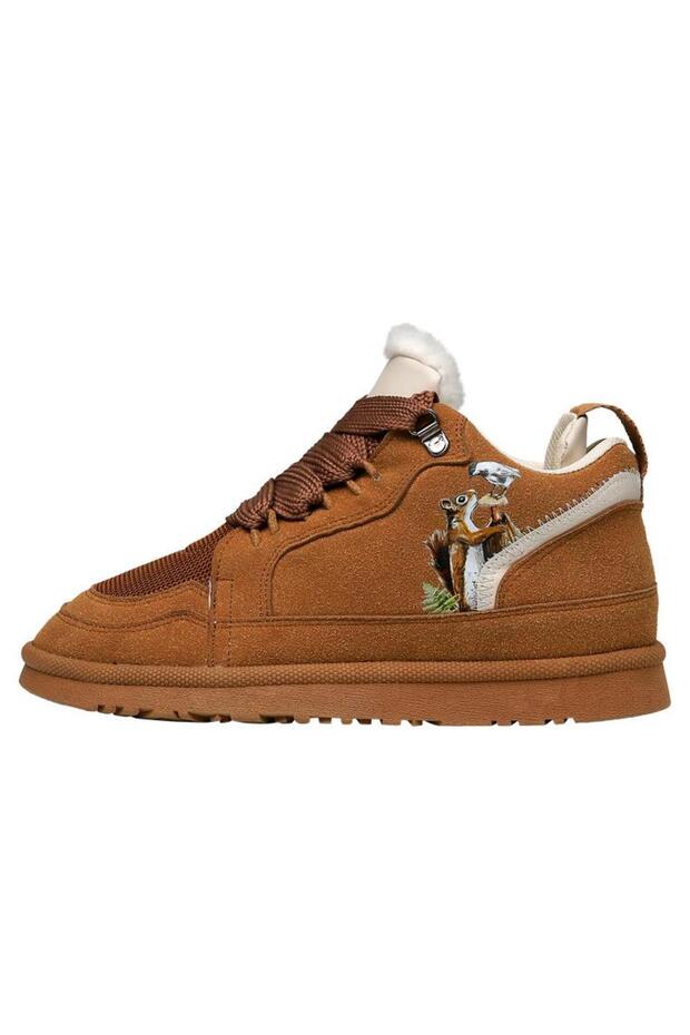 Women's Vegan Leather Tan Sneakers - Look Who's Here Design