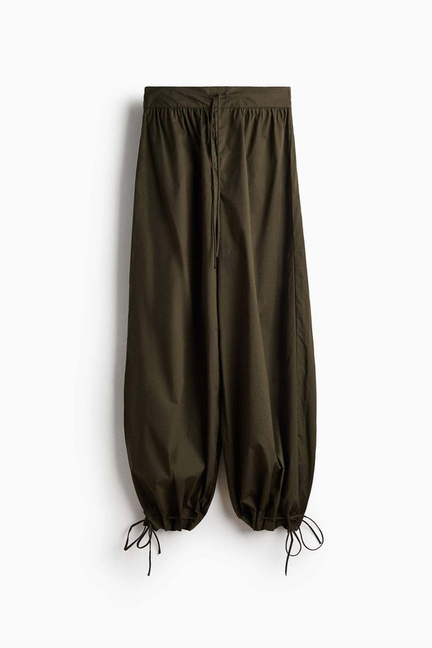 Balloon-leg poplin trousers
