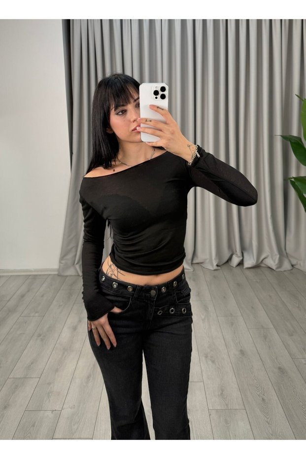 Rachel Transparan Bluz Black