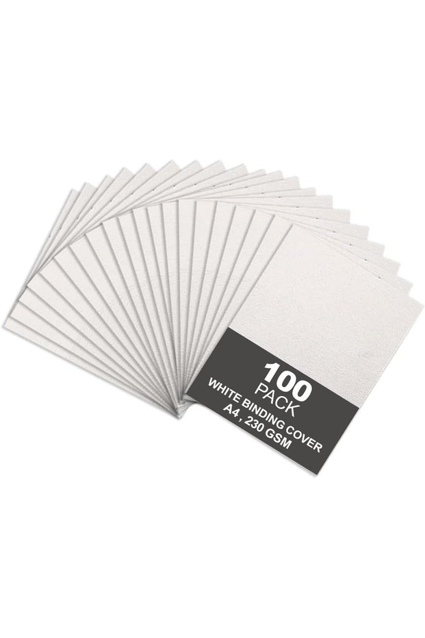 [100 Pack] White Binding Cover [A4] 230 GSM – Durable Protective Sheets for Presentations, Reports,