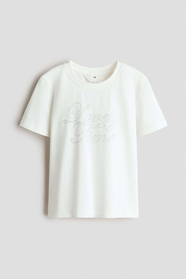 Motif-detail cotton T-shirt