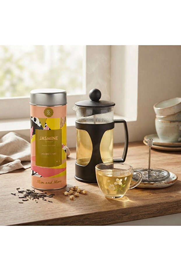French Press (350 ml) - Jasmine Tea Jasmine Green Tea (50 Gr) Set