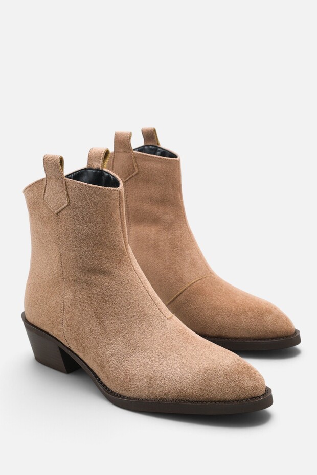 Noen Mink Suede Women's Short Heel Boots with Back Zipper A012-K180
