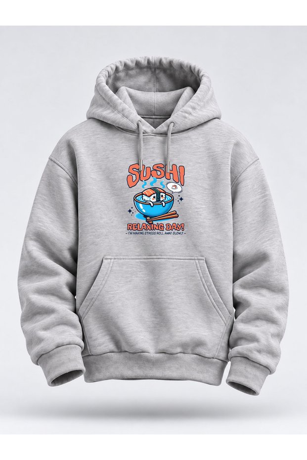 Relaxing Day Sushi Printed Unisex Hoodie – Fun Streetwear Sweatshirt