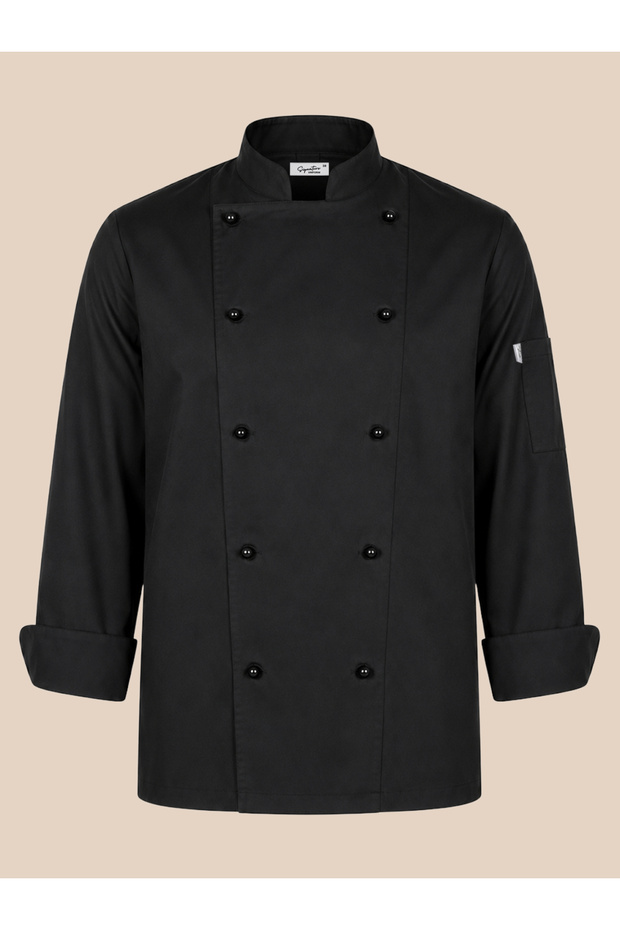 Durable Premium Alpaca Fabric Women's Chef Jacket - Double-Breasted Stand Collar Professional Chef Coat - Name Embroidery Gift White/Black