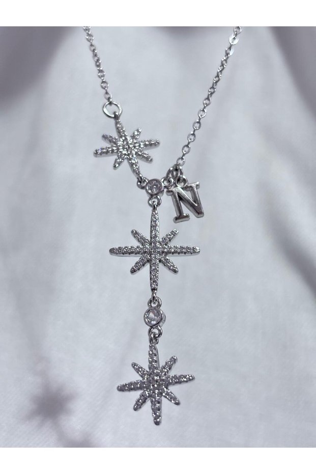 316L Steel Polar Star Female Y Model Necklace with Letter N