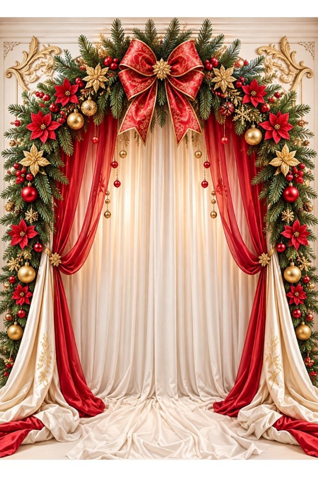 Christmas Decoration Photo Shoot, Colorful Themed, School Event Fabric Backdrop