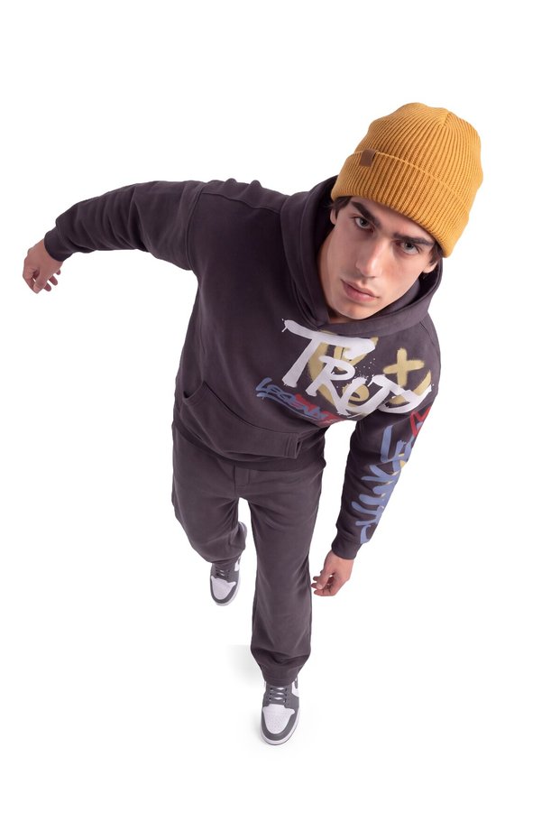 Graffiti Printed Hooded Sweatshirt