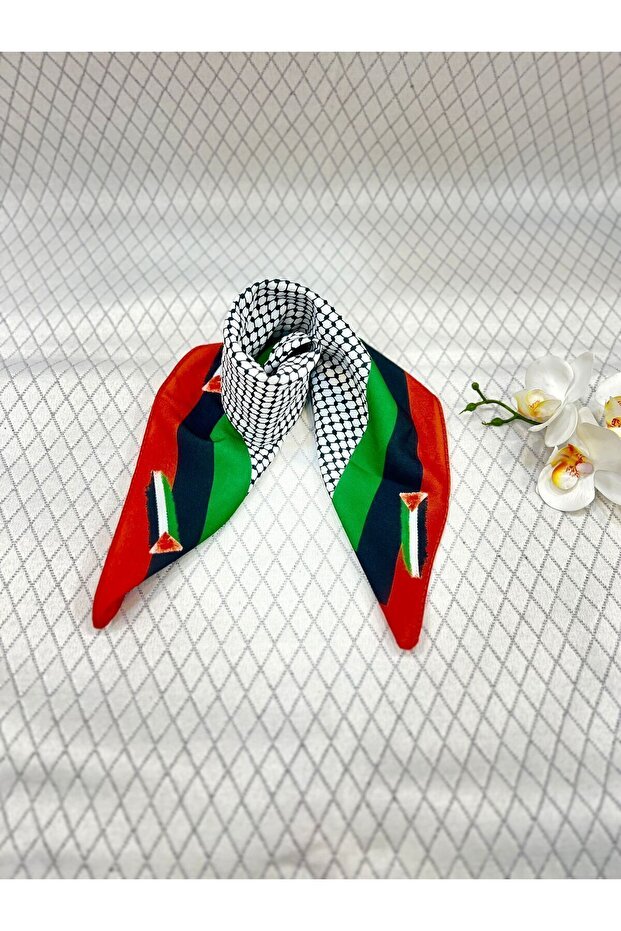 Palestine-Themed Fulareşarp 45X45 Unisex Shawl Suitable for Daily Use, Pashmina Shawl, Palestine Flag