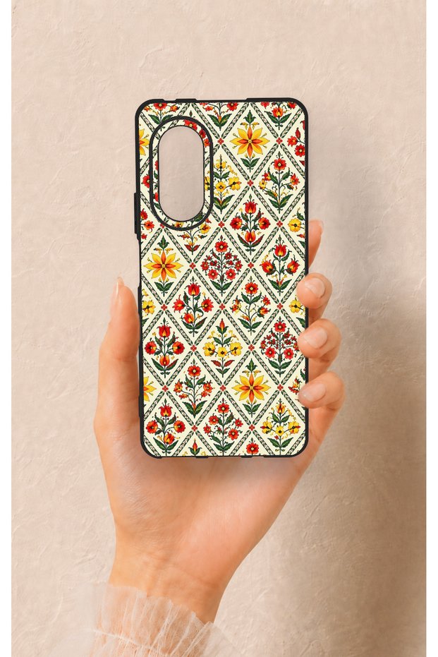Huawei Nova 9Se Compatible Tile Tulip Patterned Silicone Case