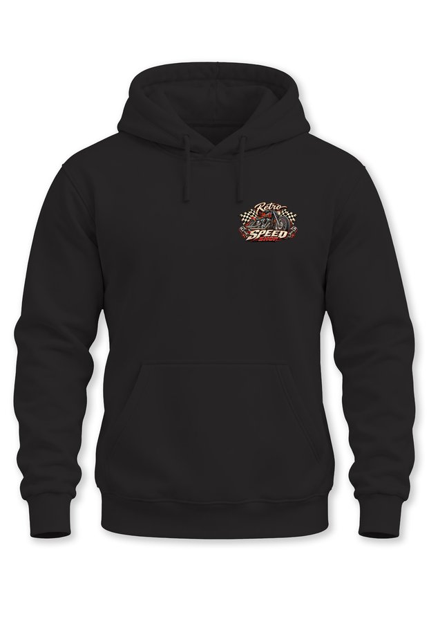 Unisex Retro Speed Shop Printed Hooded Sweatshirt Racing Garage Motor Design