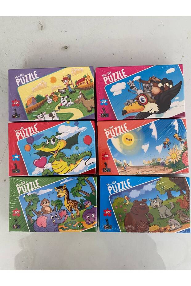 30-Piece Cardboard Puzzle Mini Size Set of 6 1