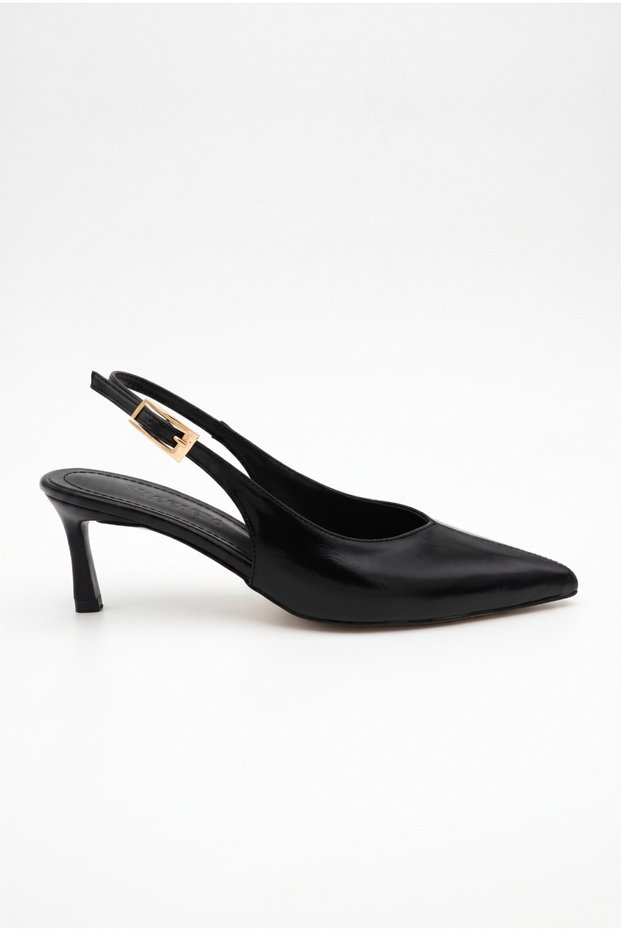 Women's Kitten Heel Elegant Buckle Detailed Heeled Shoes, Low Heel Wedding - Nikah Shoes