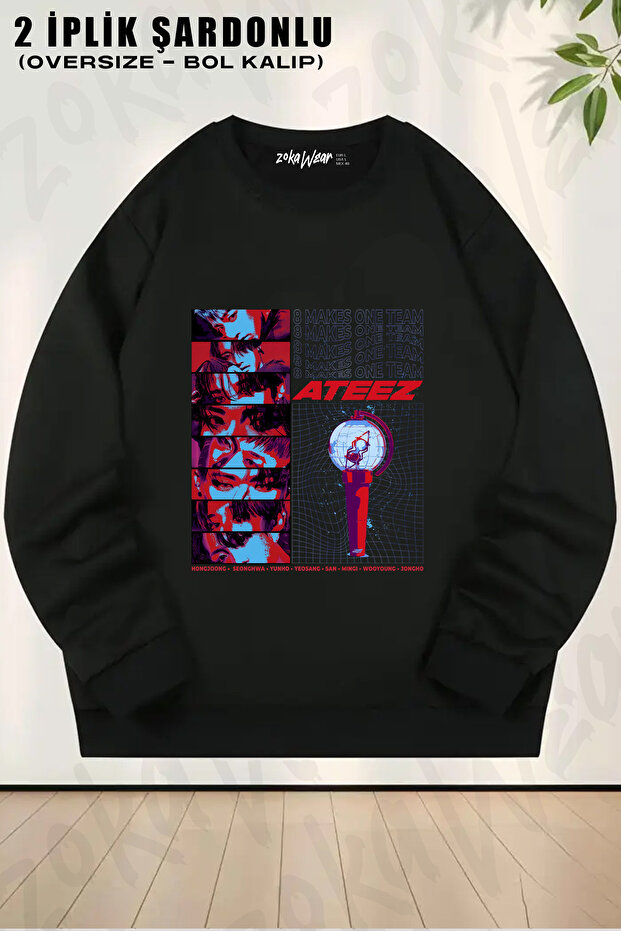 Band 8 Makes One Team Ateez Printed Crew Neck Sweatshirt