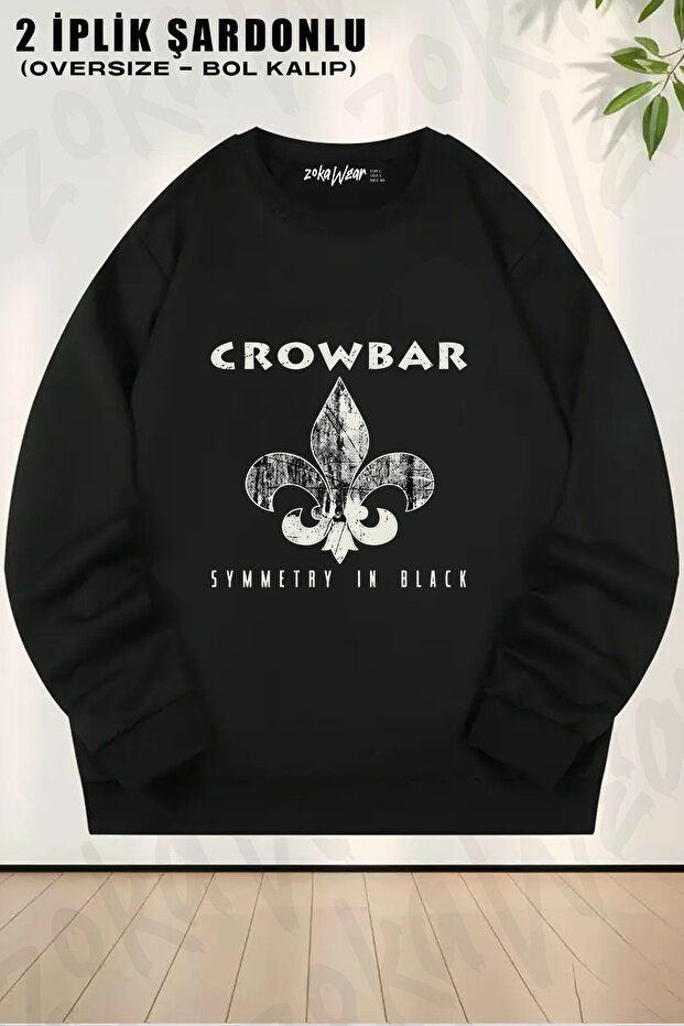 Crowbar - Symmetry in Black Printed Crew Neck Sweatshirt