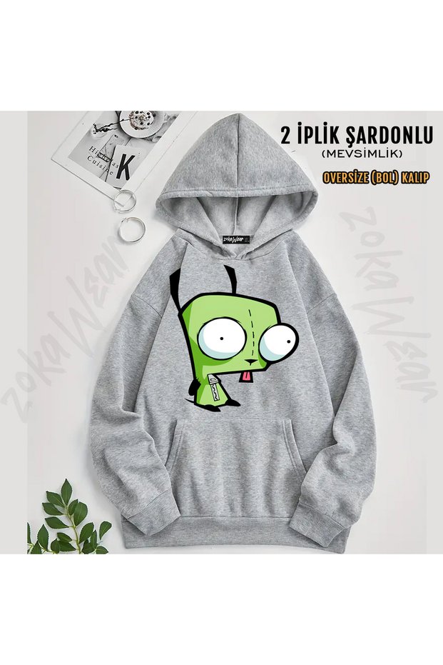 Invader Zim V2 Printed Hooded Sweatshirt