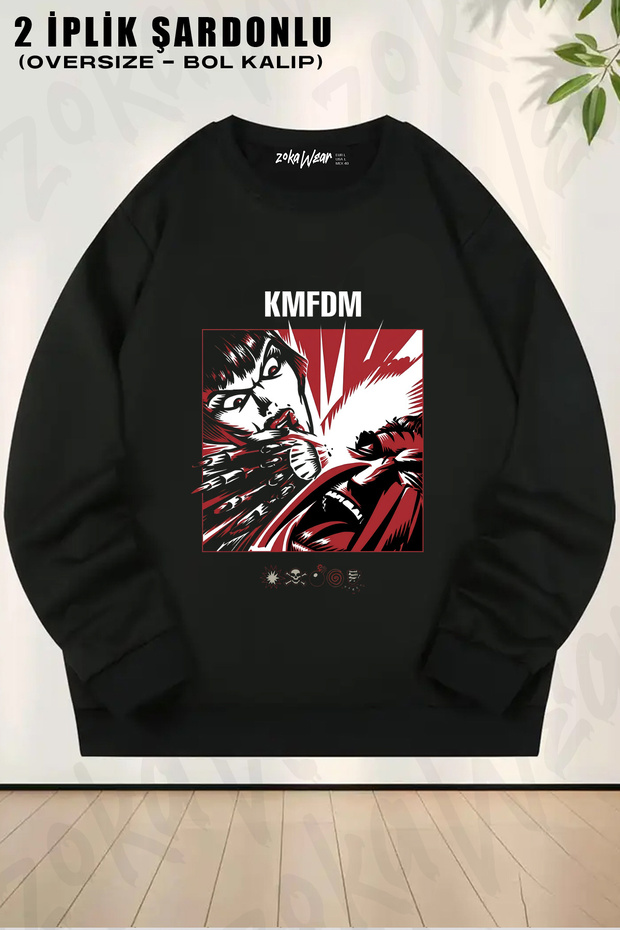 Symbols Rock Kmfdm Printed Crew Neck Sweatshirt