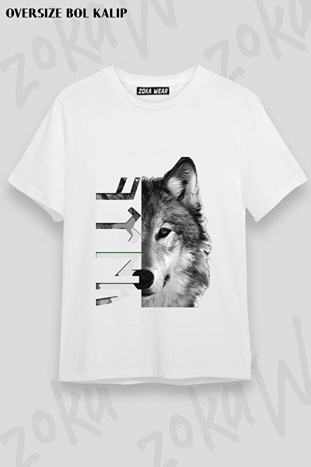 Gokturkce Turkish Written Bozkurt Yari Kurt Yarisi Turkish Text Printed T-Shirt