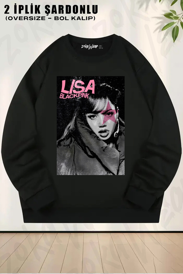Blackpink Pink Star Printed Crew Neck Sweatshirt