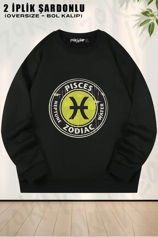 Pisces Horoscope Astrology Zodiac Printed Crew Neck Sweatshirt