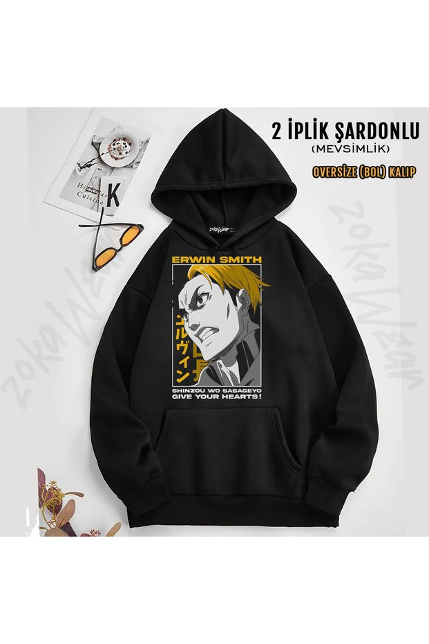 Attack on Titan Erwin Smith Printed Hooded Sweatshirt