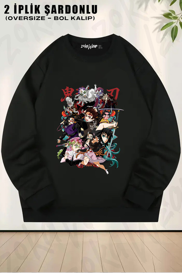 Demon Slayer Characters Printed Crew Neck Sweatshirt