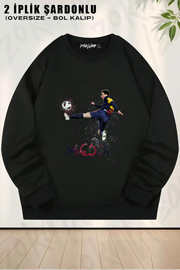 White Messi Printed Crew Neck Sweatshirt