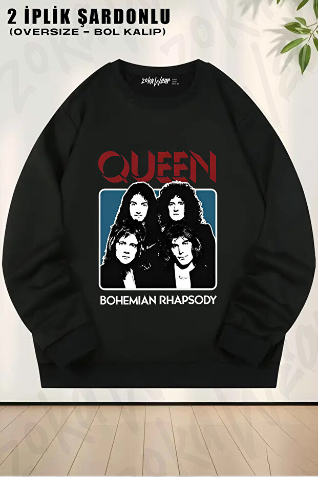 Queen Oversize Printed Crew Neck Sweatshirt
