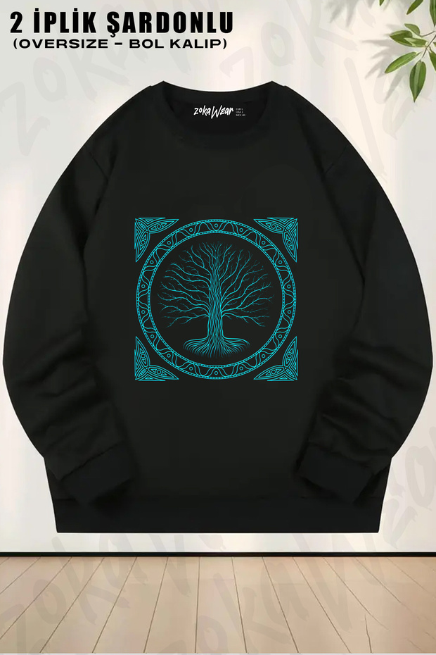 Druidic Yggdrasil - Tree of Life Printed Crew Neck Sweatshirt