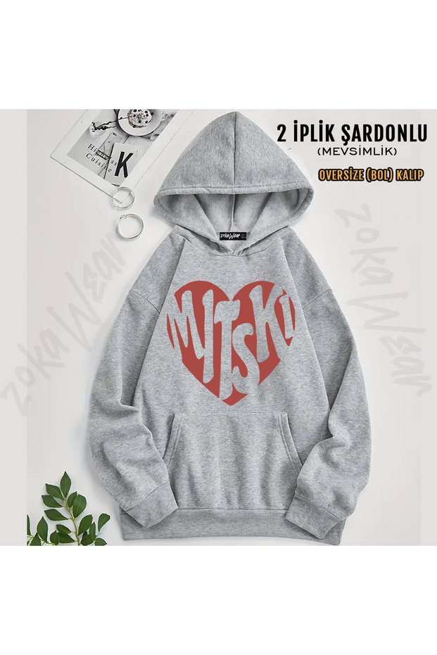 I Love Heart Mitski Printed Hooded Sweatshirt