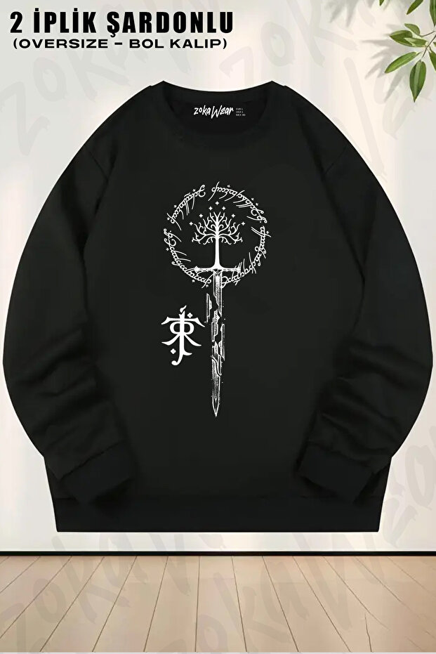 Lord of the Rings Gogus and Sirt Printed Crew Neck Sweatshirt