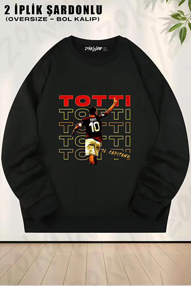 Francesco Totti Il Capitano Italy Roma Printed Crew Neck Sweatshirt