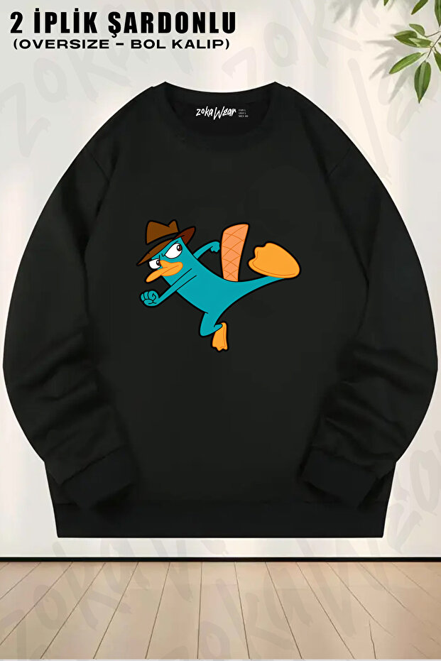 Tekme Ornitorenk Perry Printed Crew Neck Sweatshirt