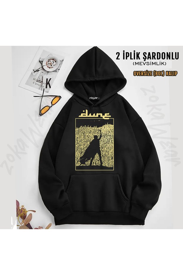 Dune Oversize Boxy Printed Hooded Sweatshirt