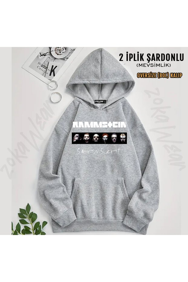 Rammstein Designed Printed Hooded Sweatshirt