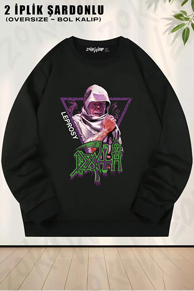 Death Leprosy Rock Metal Music Band Printed Crew Neck Sweatshirt