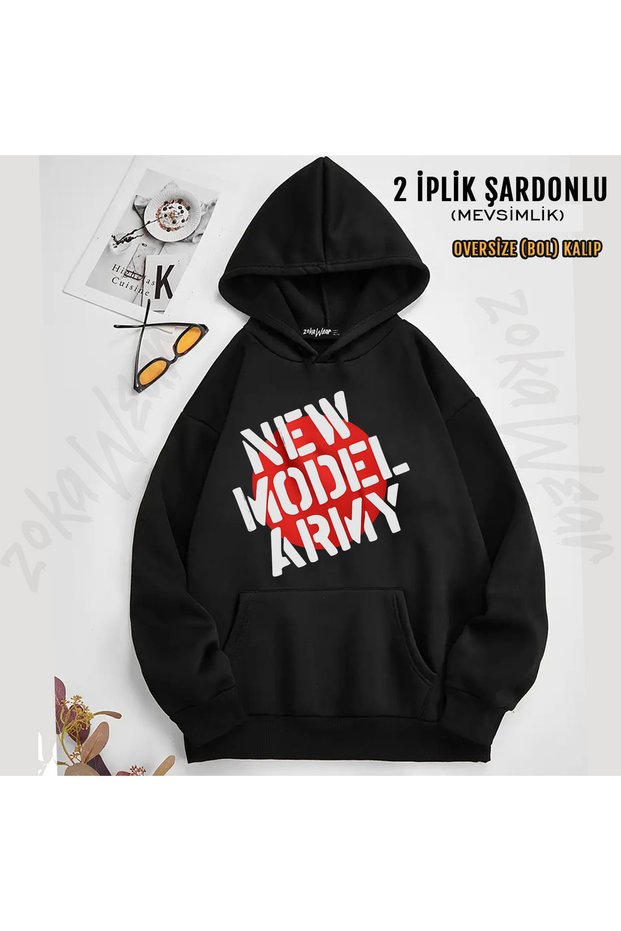 Logo Rock New Model Army Printed Hooded Sweatshirt