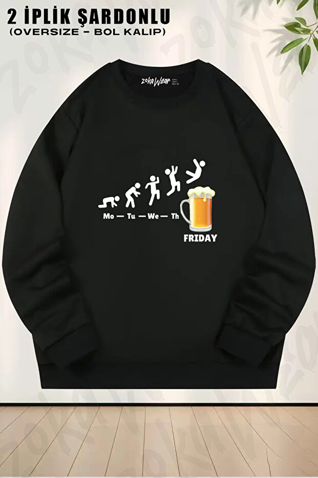Beer Week Friday Weekend Beer Alcohol Weekend Vacation Printed Crewneck Sweatshirt