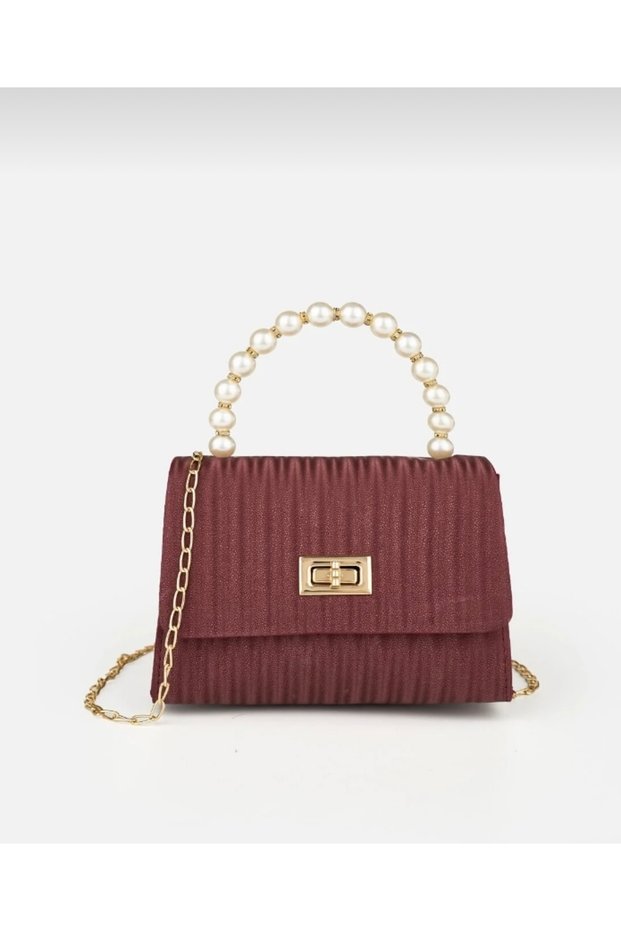 Women's Hand and Shoulder Bag with Thin Handle, Chain Strap and Lock Cover